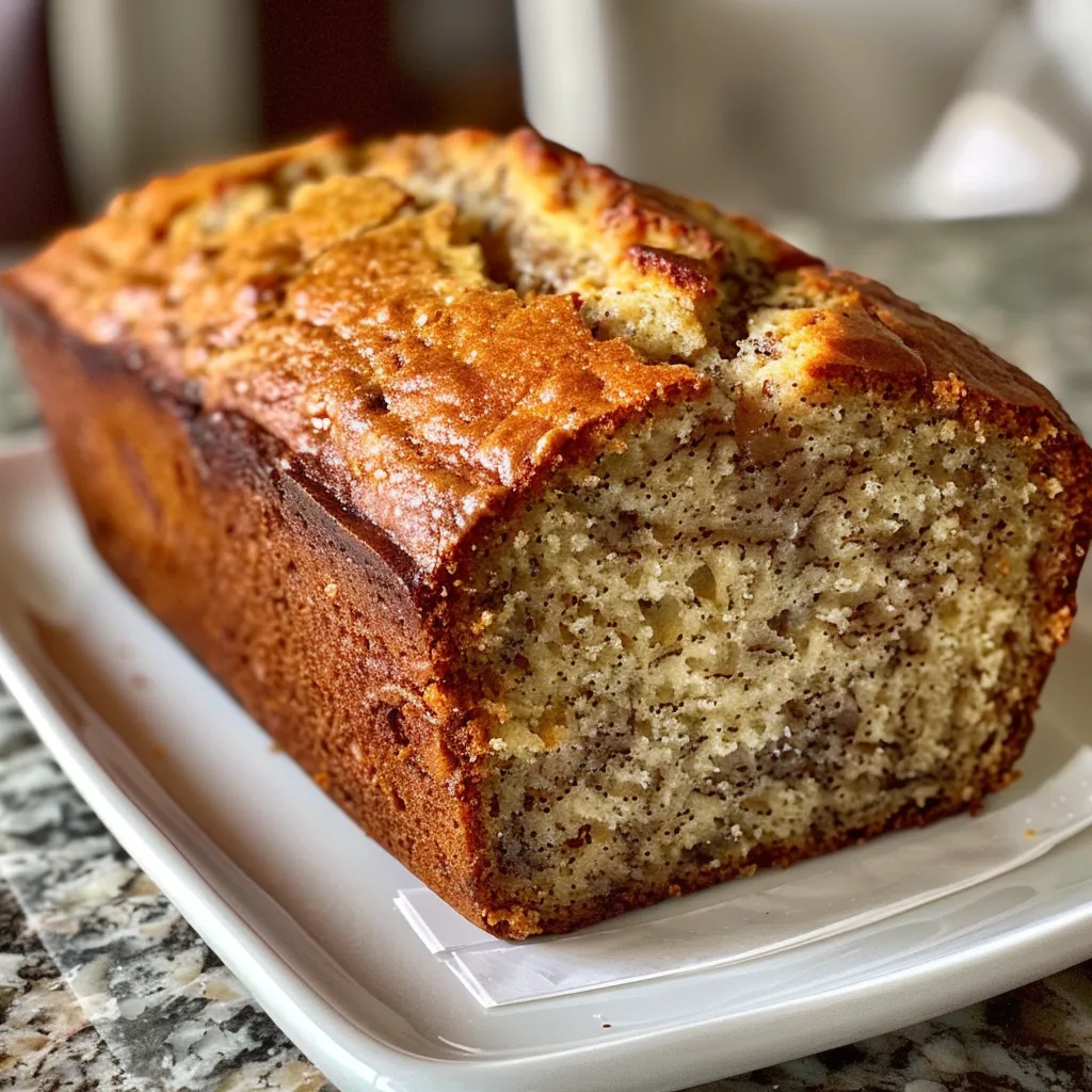 Slices of soft and fluffy honey vanilla banana bread on a white plate.