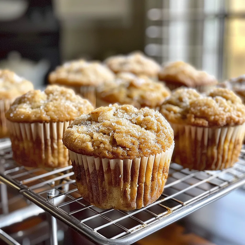 Delicious soft and sweet banana muffins on a wooden tray, accompanied by bananas and a cup of tea.