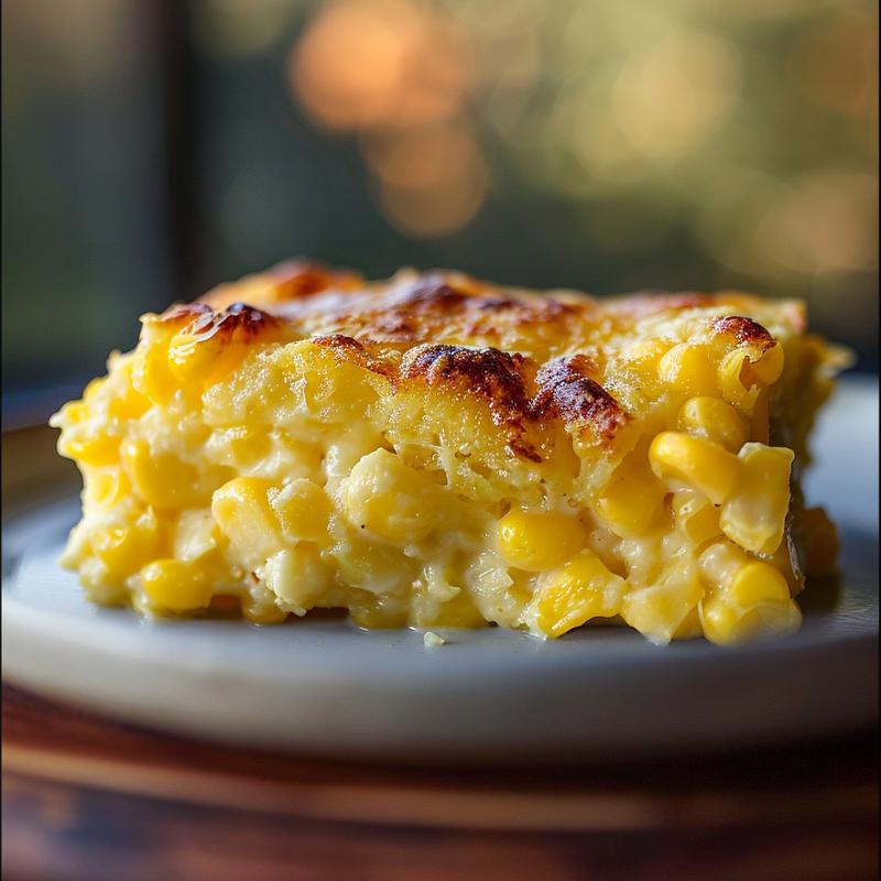 Extreme close-up of a creamy baked French toast casserole on a light grey plate, showcasing its texture.