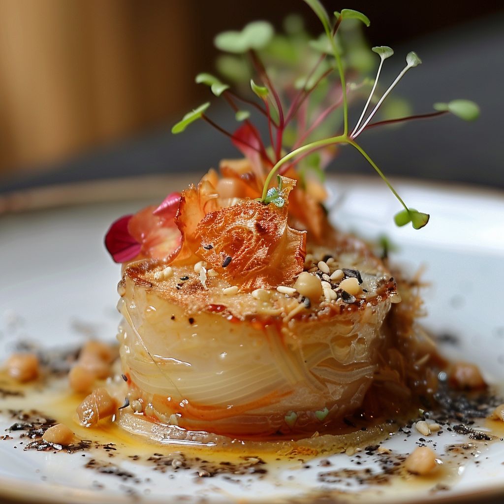 Close-up of a beautifully plated Da_qdxst0q5 with vibrant colors and textures.