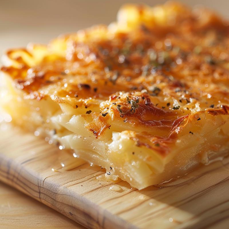A close-up of a portion of German and American comfort food on a marble surface.