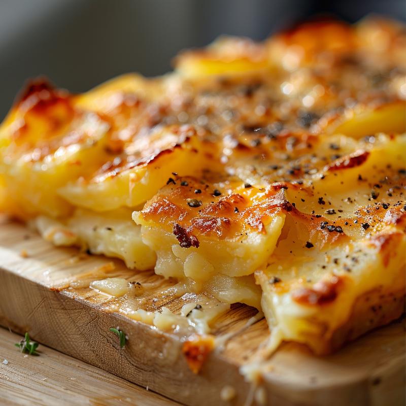 Close-up of a slice of blueberry cream cheese crumble cake on a wooden board.