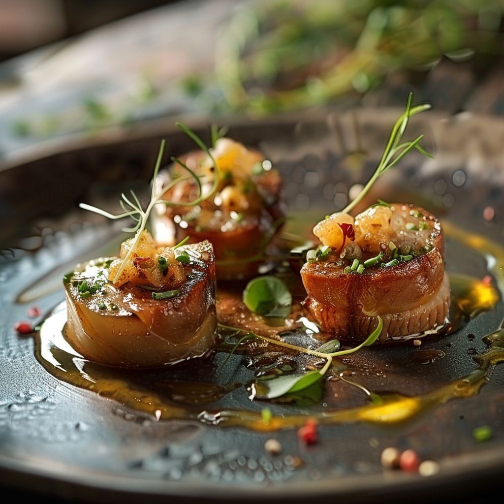 Close-up of a beautifully plated Da_qdxst0q5 with vibrant colors and textures.