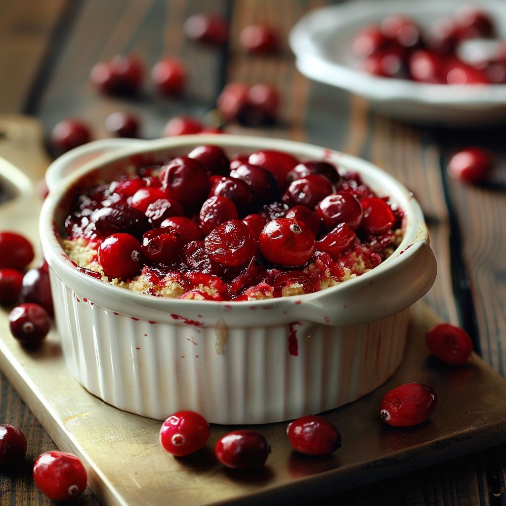 A beautifully arranged plate of fresh cranberry dishes with vibrant colors.