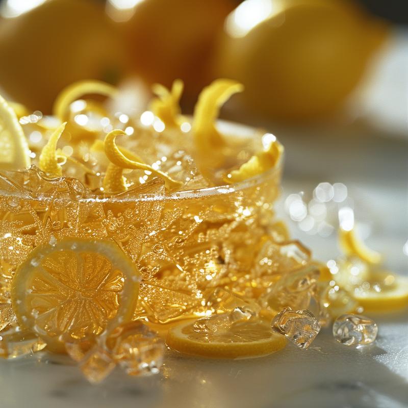 Close-up of a cocktail with lemon twist.