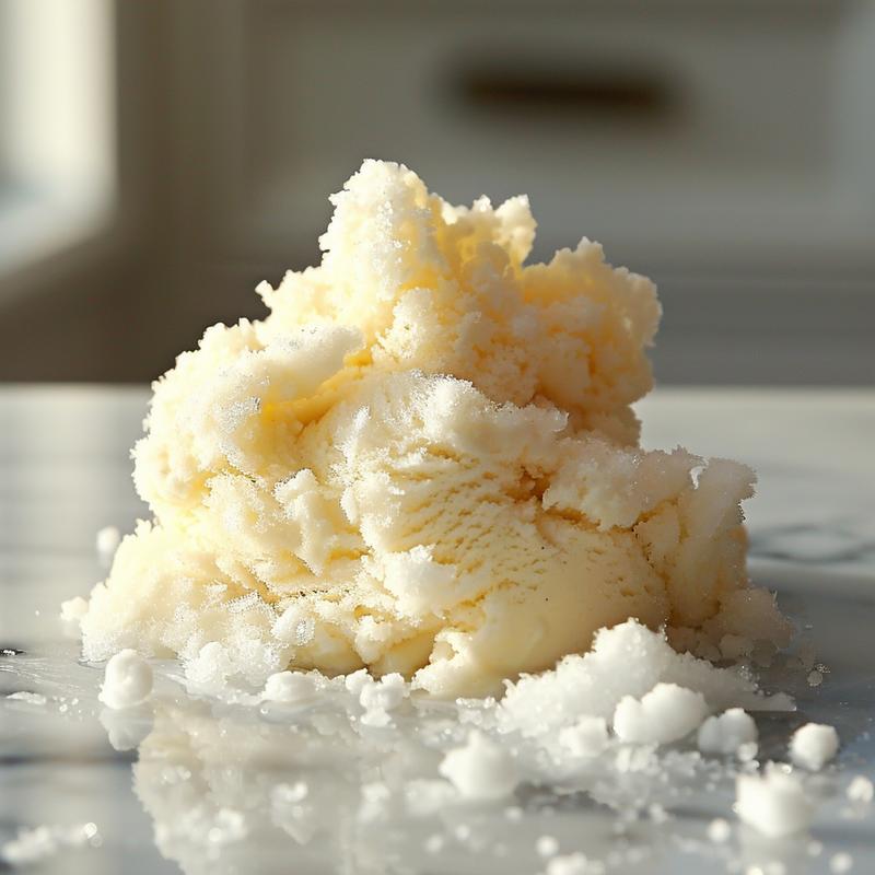 Close-up of snow ice cream showing its texture.