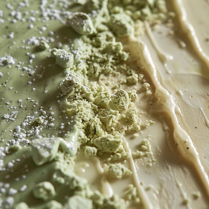 Close-up of bright green, fluffy Dr. Seuss-themed food on light wood.